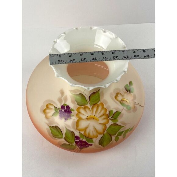 Antique Floral Hand Painted Gone w/ The Wind Milk Glass Hurricane Lamp Shade XL - Picture 7 of 7